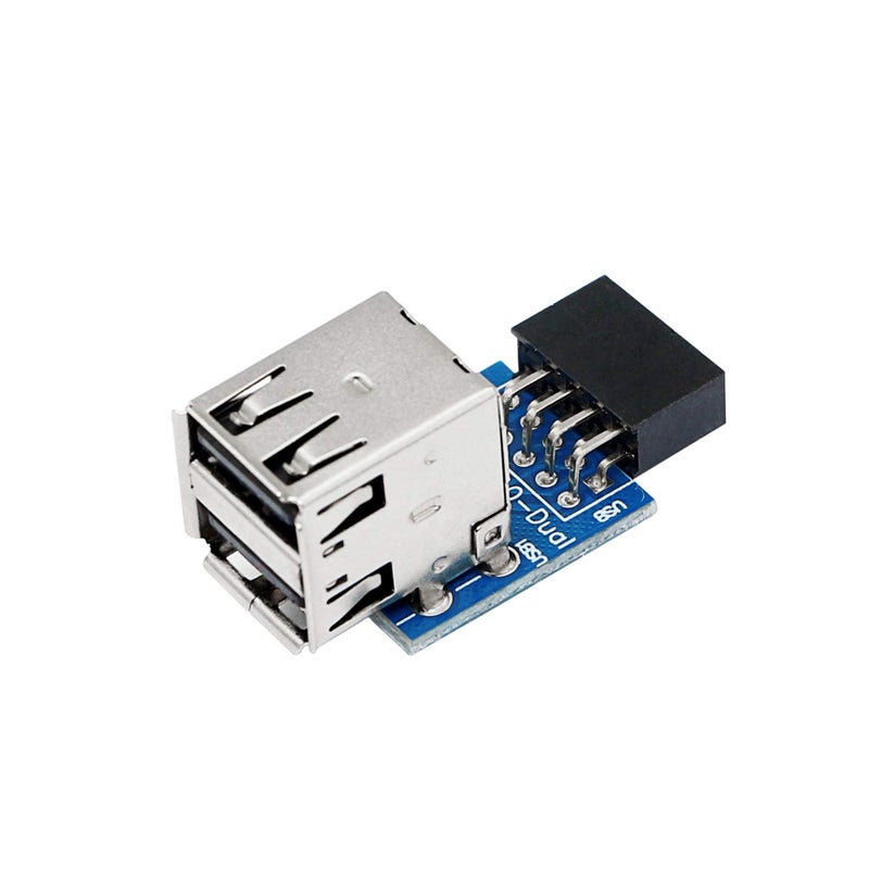 SinLoon 9pin USB 2.0 Female Pin Dual 2 Port USB Motherboard Header Adapter-Dual Layer Type for PC (Dual) - Image 1